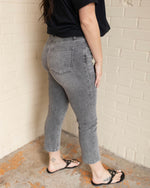 Kelly Blk Washed Cuffed Jeans