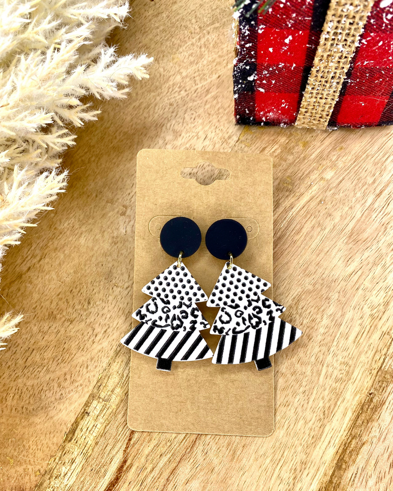 Black & White Christmas Earrings