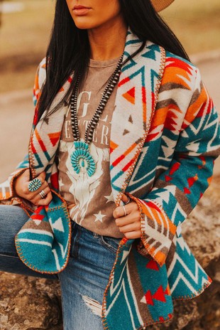 Sky Blue Aztec Jacket