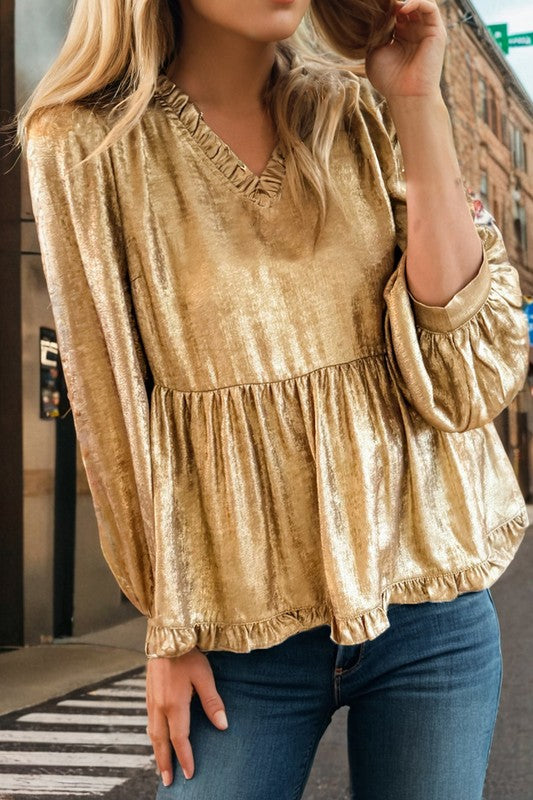 Golden Luxe Babydoll Top