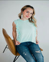 Kinley Ruffle Charm Top in Teal
