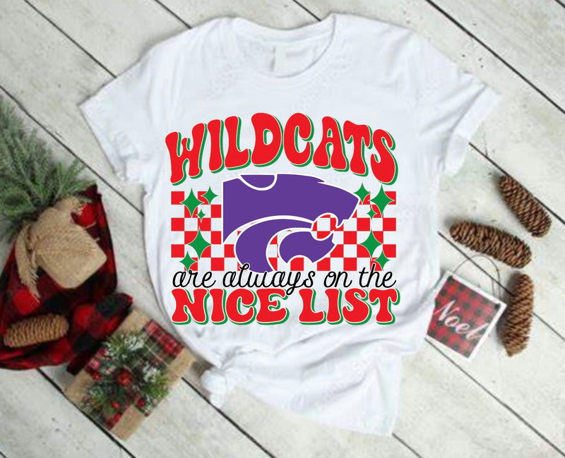 Kids Wildcats On The Nice List Tee