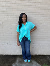 Driftwood Henley Top In Turquoise