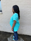 Driftwood Henley Top In Turquoise