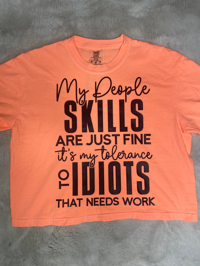 Tolerance To Idiots Crop Tee In Orange