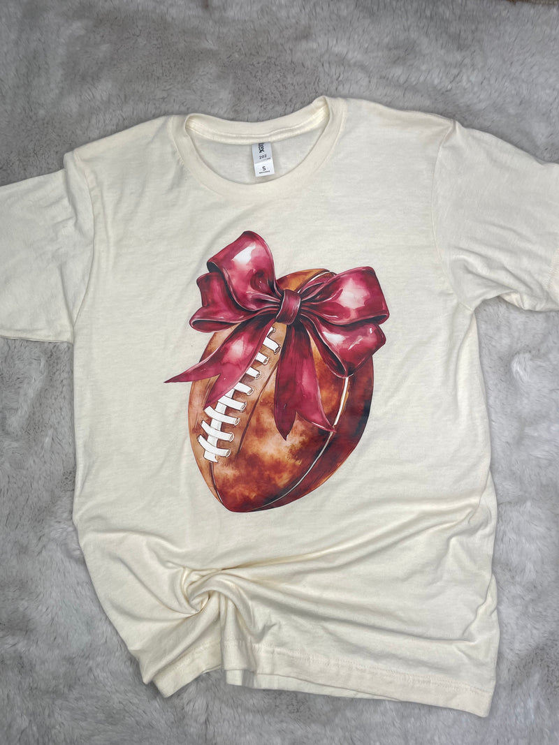 Bow On Football Tee