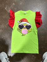 Kids Cute One Mr. Grinch Ruffle Tee