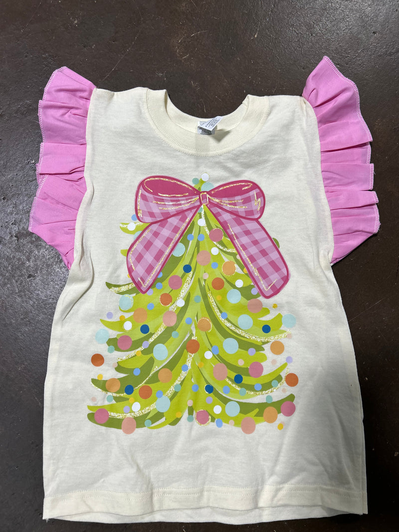 Christmas Tree Pink Ruffle Tee