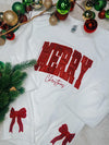 MERRY Christmas Embroidered Pullover In White