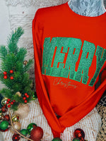 MERRY Christmas Embroidered Pullover In Red