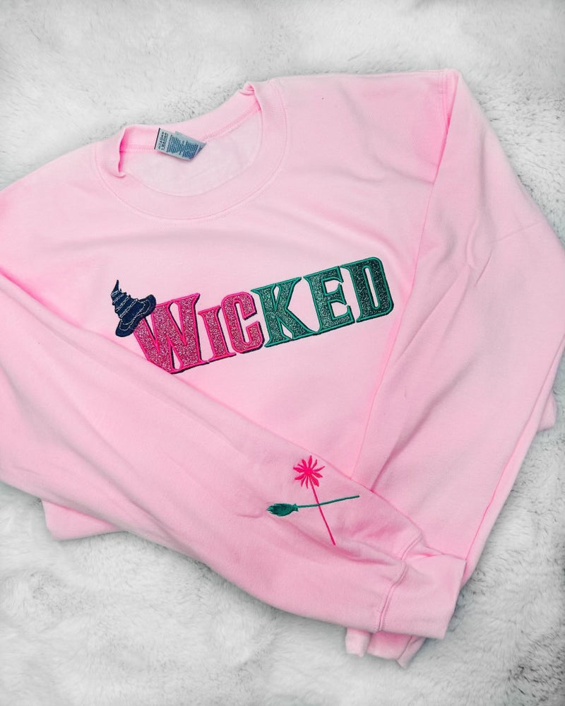 Wicked Embroidered Pullover In Pink