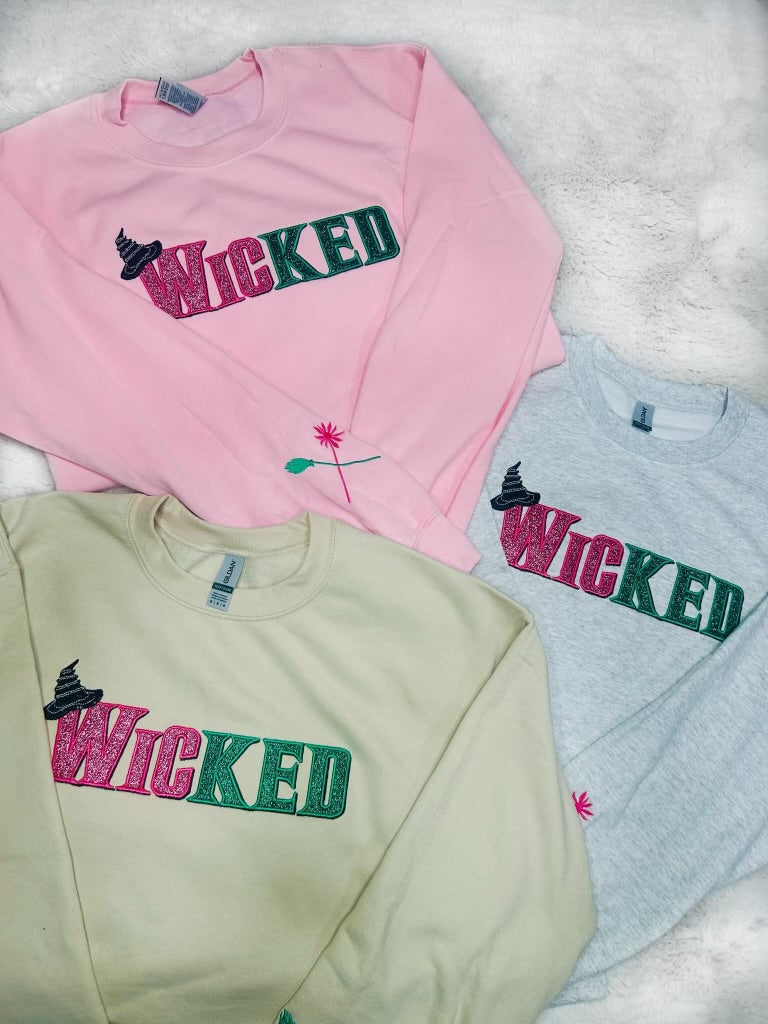 Wicked Embroidered Pullover In Pink