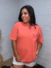 Embroidered Bow Pocket Coral Tee
