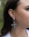 Silver Dangle Cross Earrings