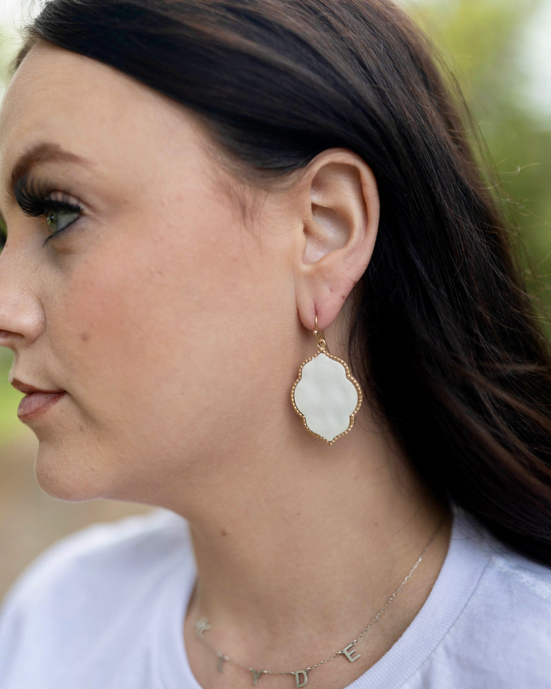 Kendra White Pendant Earrings