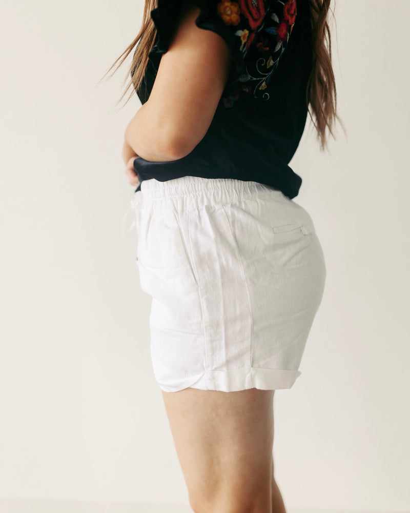 The Camille White Linen Shorts