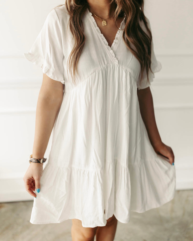 The Kendra White Ruffle Dress