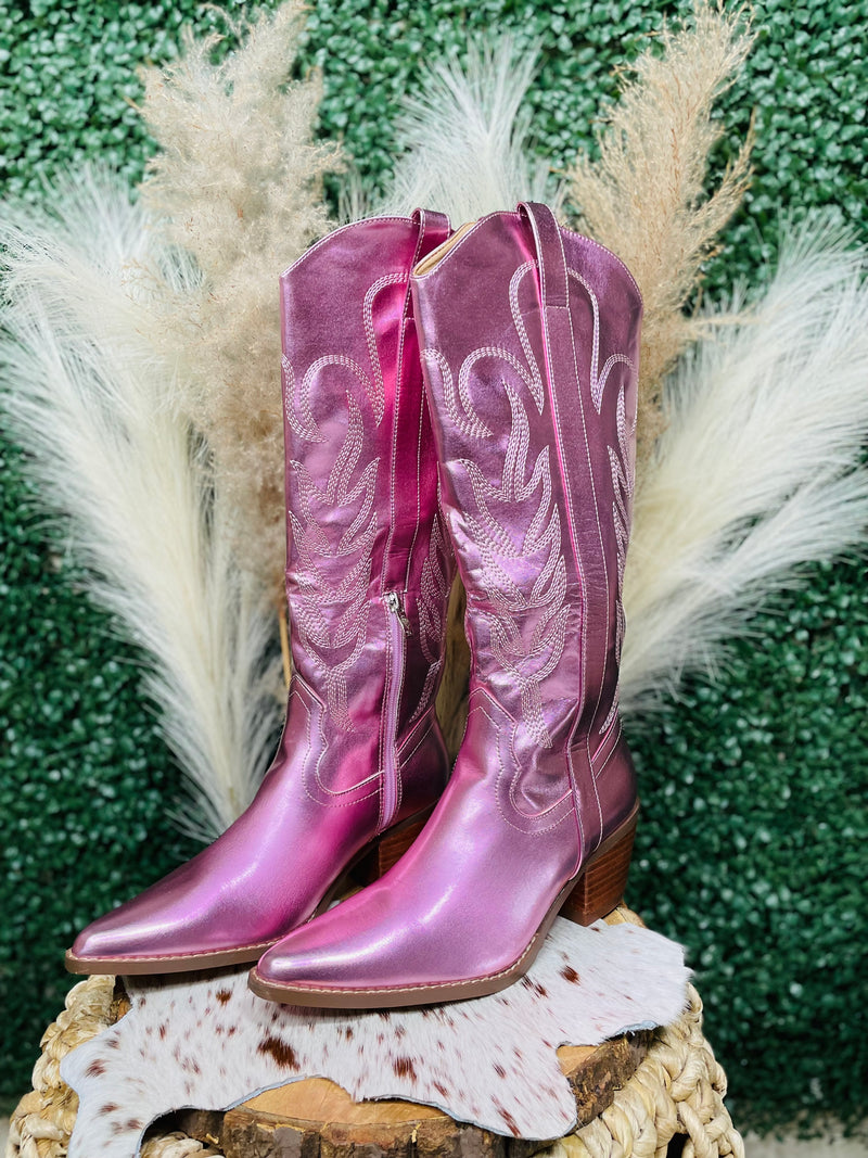 Jessie Metallic Tall Pink Boots