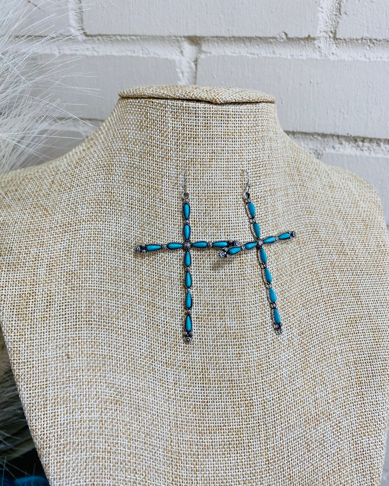 Nina Turquoise Cross Earrings