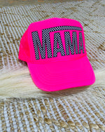 MAMA Checkered Hot Pink Trucker