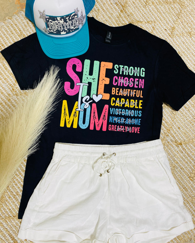 She Is Mom Blk Tee