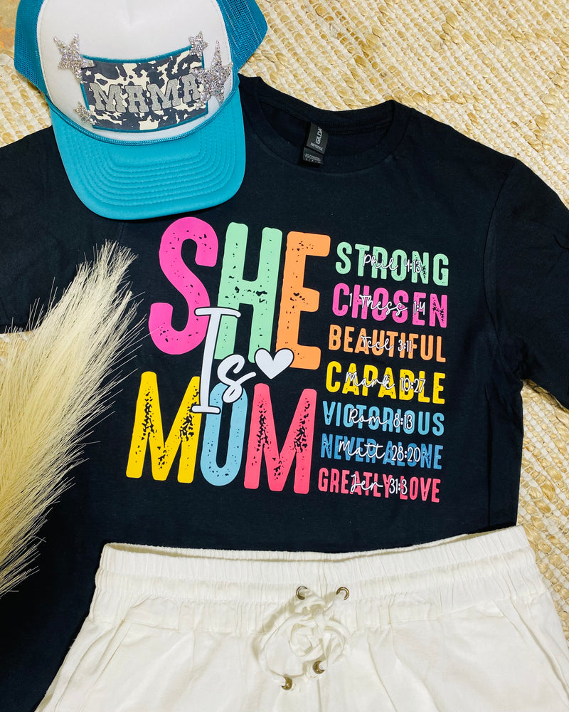 She Is Mom Blk Tee