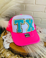 Texas Letters In Turquoise Trucker