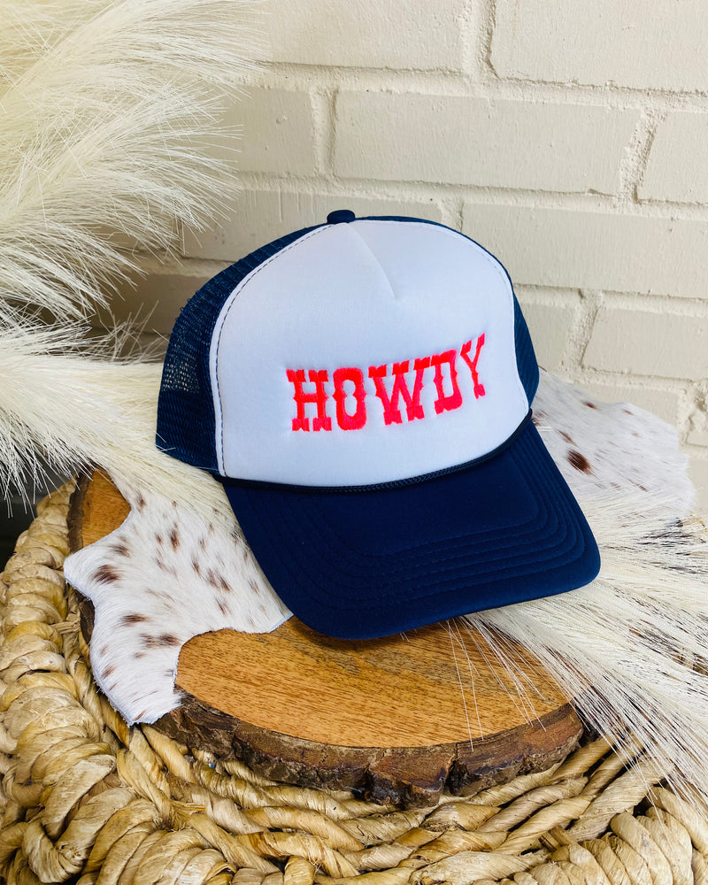 Howdy Embroidered Navy Trucker