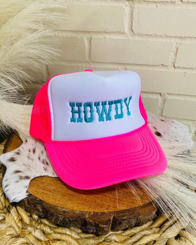 Howdy Embroidered Pink Trucker