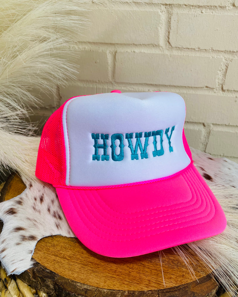 Howdy Embroidered Pink Trucker