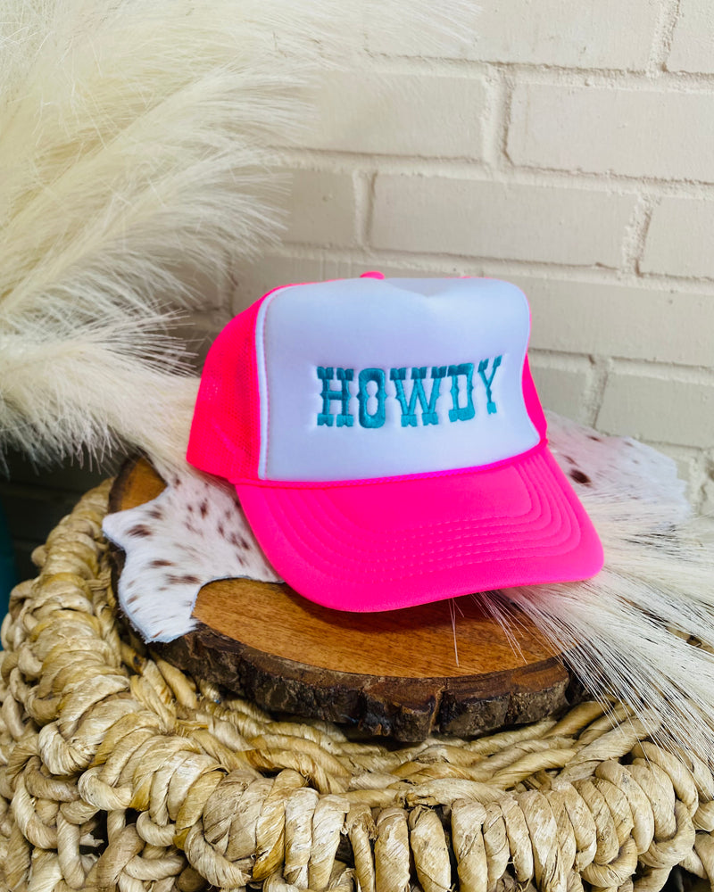 Howdy Embroidered Pink Trucker