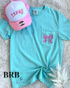 Embroidered Bow Pocket Turq Tee