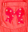 Embroidered Bow Pocket Coral Tee