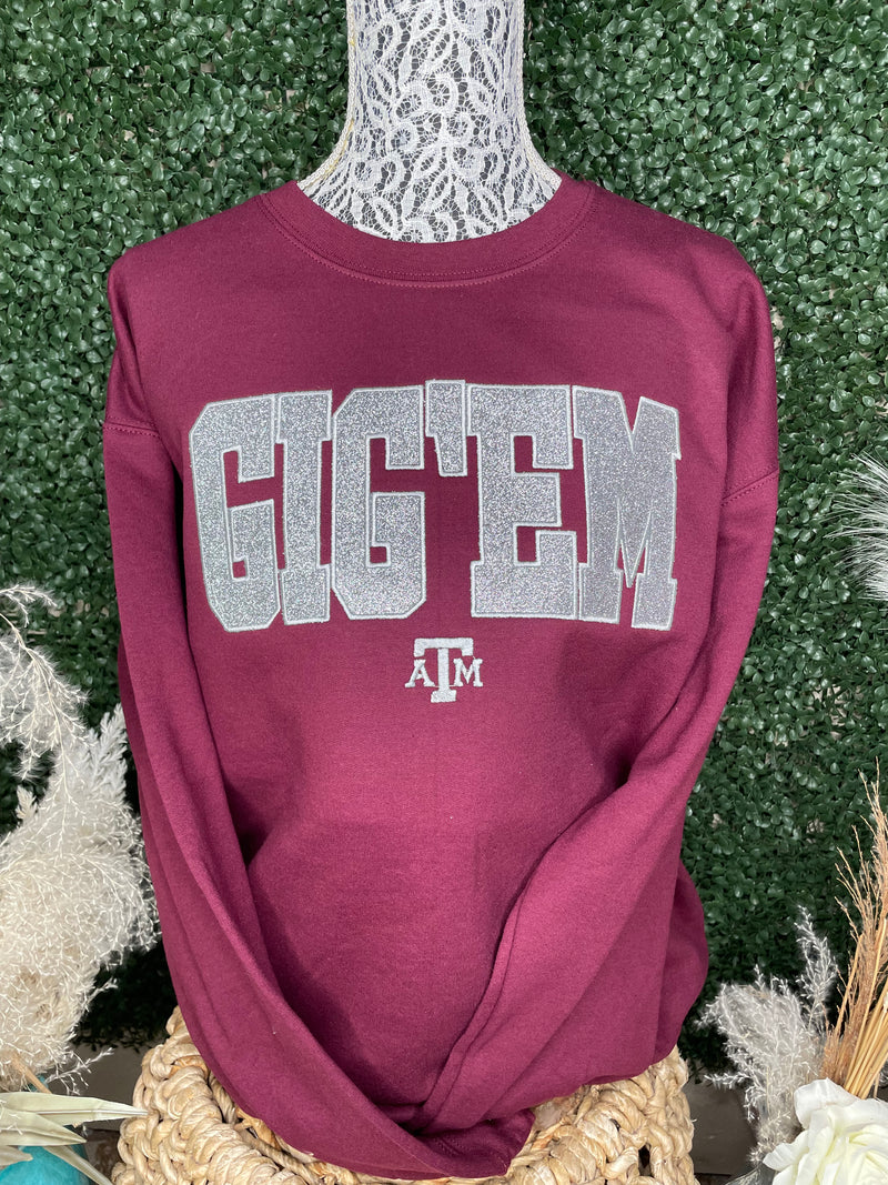 GIG’EM Texas A&M University Embroidered Pullover