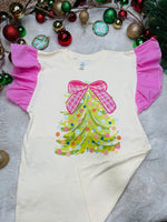 Christmas Tree Pink Ruffle Tee