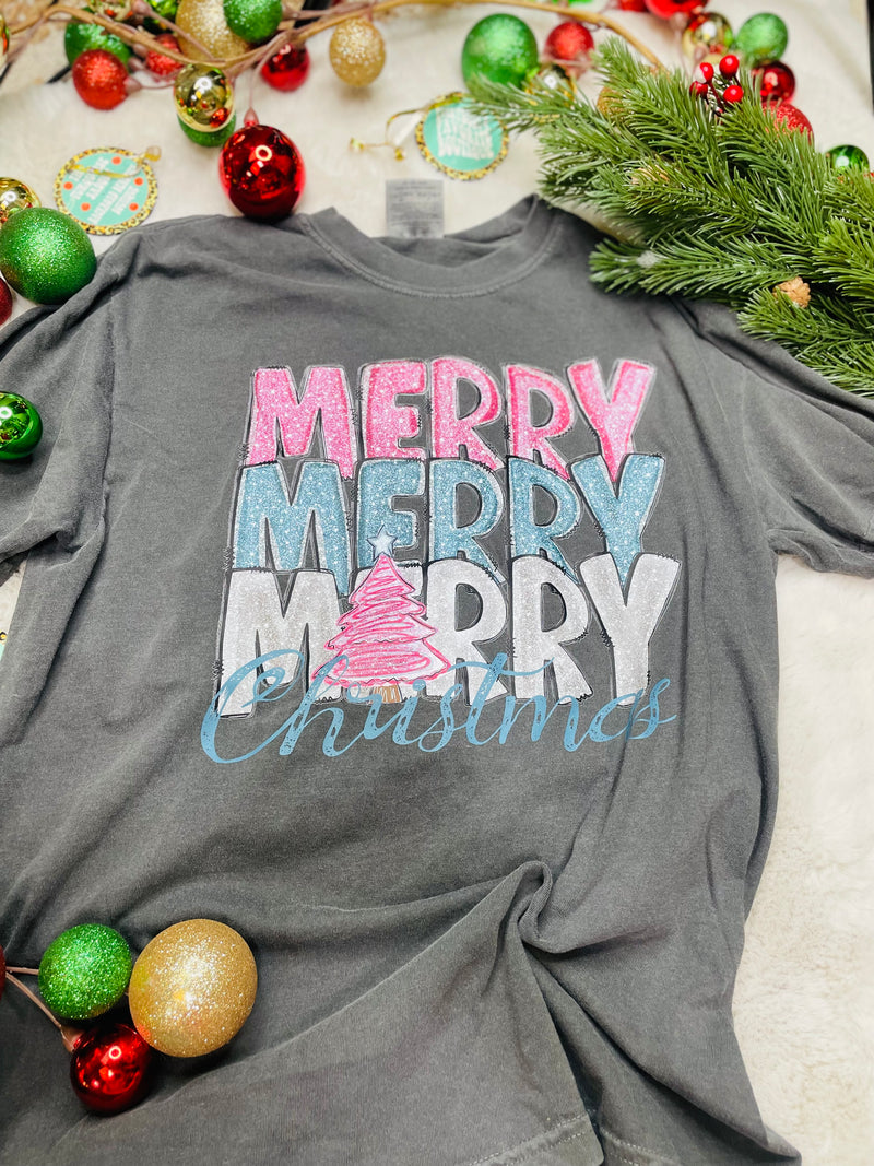 Merry Merry Glitter Christmas Tee