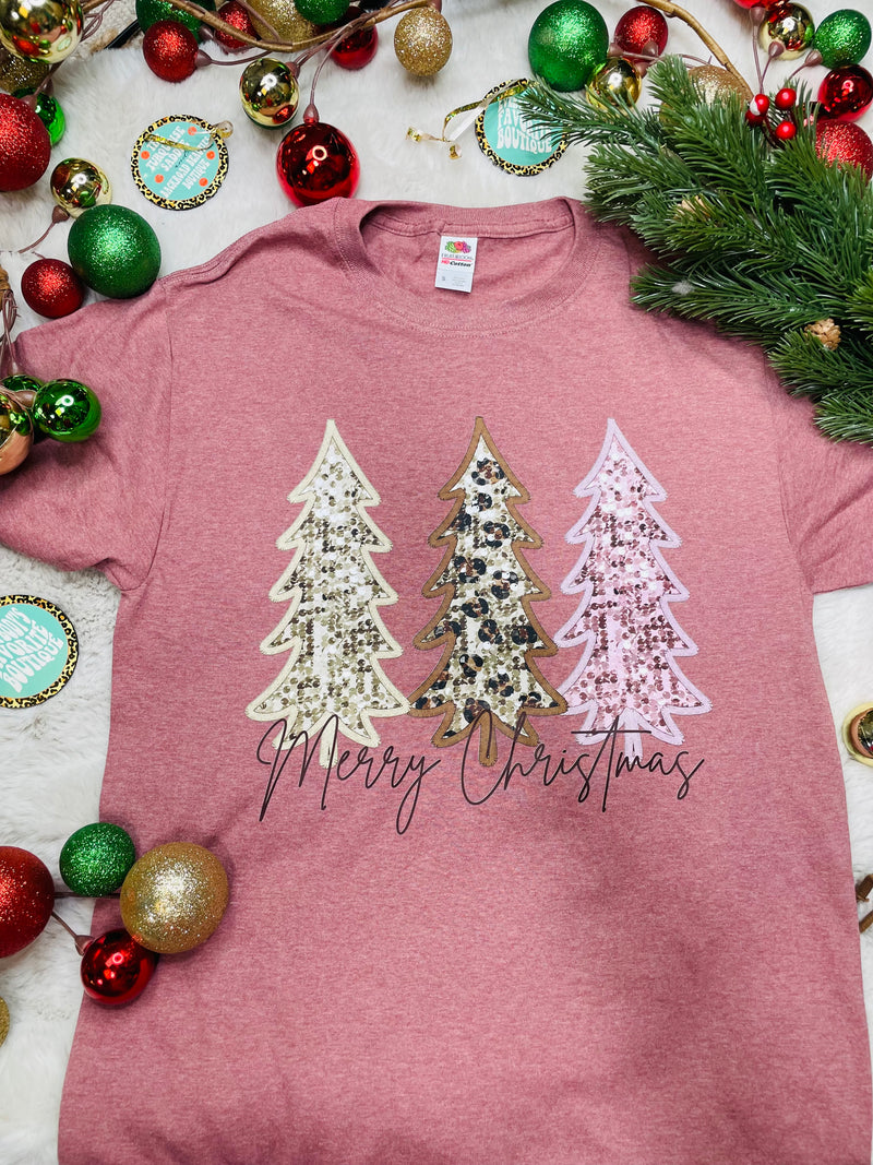 Merry Christmas Glitter Trees Tee