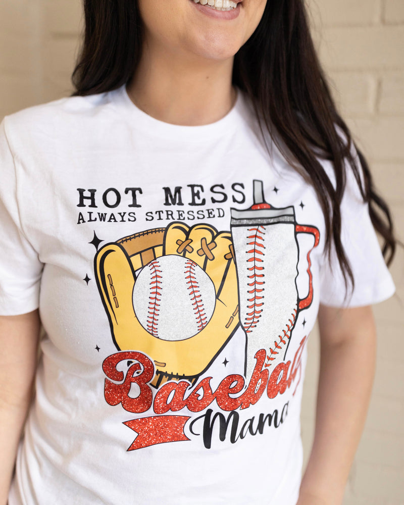 Stressed Baseball Mama Tee