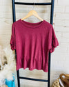 Stay And Chat Shift Top In Burgundy