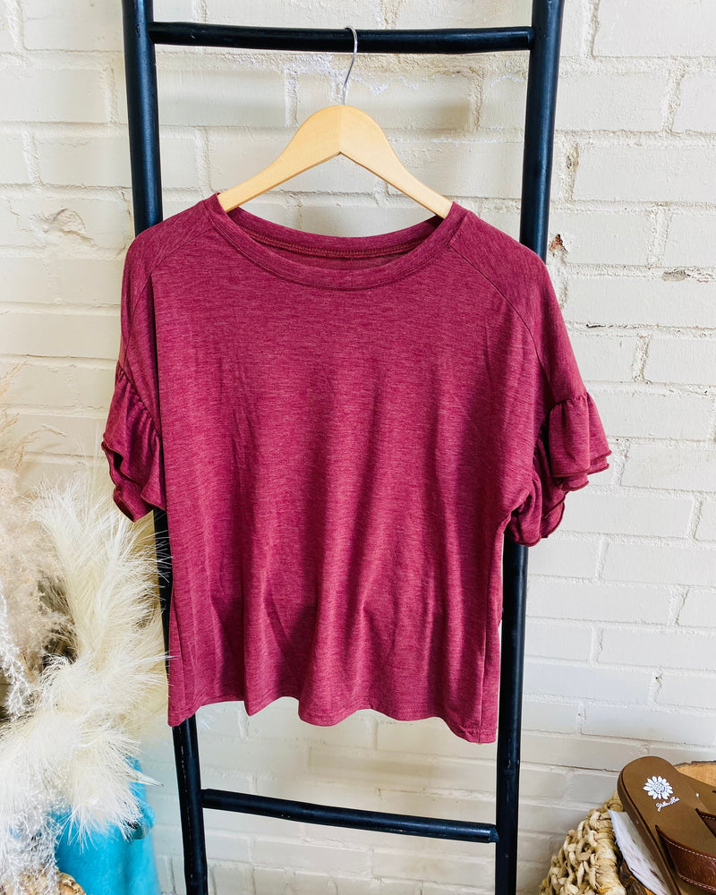 Stay And Chat Shift Top In Burgundy