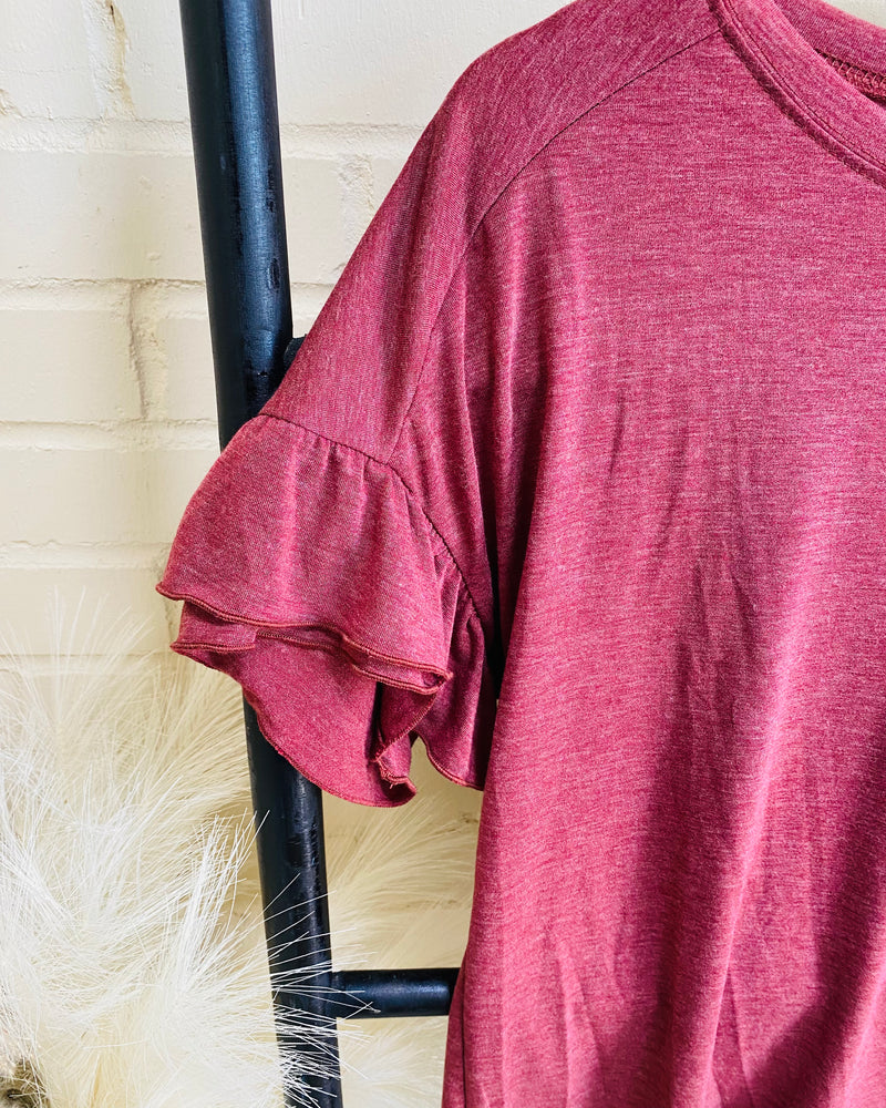 Stay And Chat Shift Top In Burgundy