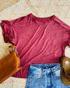 Stay And Chat Shift Top In Burgundy