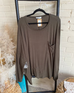 Dark Olive Pocket Plus Size Top