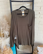 Dark Olive Pocket Plus Size Top