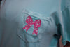 Embroidered Bow Pocket Turq Tee