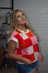 Plaid Pop Crop Knit Top