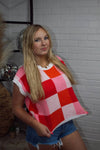 Plaid Pop Crop Knit Top