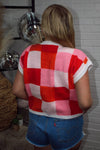 Plaid Pop Crop Knit Top