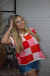 Plaid Pop Crop Knit Top