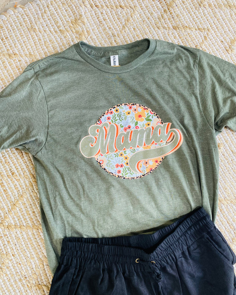 Mama Floral Tee In Green